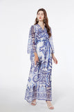 Ferina Flower Print Chiffon Flowy Maxi Dress