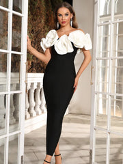 skin tight white off the shoulder bandage dress Black