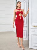 Ireka Cut Out Red Midi Dress