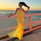 Tatti Mesh Halter Gown Dress