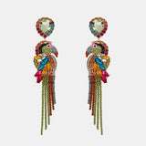 Colorful Rhinestones Parrot  Dangle Earrings