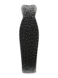 Tara Strapless Pearls Embellished Gown Dress