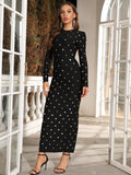 Tatiana Long Sleeve Bandage Embellished Maxi Dress