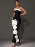 Elvy Strapless Bandage Flower Gown Dress