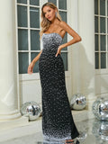 Tara Strapless Pearls Embellished Gown Dress