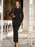 Tatiana Long Sleeve Bandage Embellished Maxi Dress