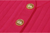 Vida V-neck Knit Cardigan with Gold Buttons