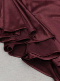 Shirley Halter High-Low Burgundy Dress