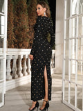 Tatiana Long Sleeve Bandage Embellished Maxi Dress