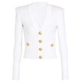 Vida V-neck Knit Cardigan with Gold Buttons