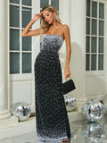 Tara Strapless Pearls Embellished Gown Dress