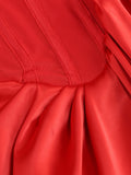 Saffina One Shoulder Red Satin Gown Dress with Sequin and Rhinestone Details