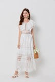 Siola Ruffle Sleeves White Maxi Summer Dress