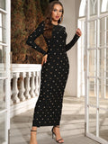 Tatiana Long Sleeve Bandage Embellished Maxi Dress