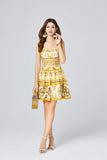 Vlada Summer Yellow Floral Two Piece Dress Set