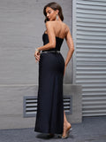 Savanna Strapless Rhinestone Bandage Gown Dress