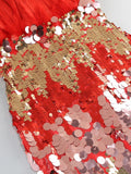 Yvaine Strapless Feathers Sequin Red Dress