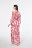 Ferina Flower Print Chiffon Flowy Maxi Dress