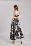 Patty Black and White Floral Print Two Piece Dress Set