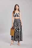 Patty Black and White Floral Print Two Piece Dress Set