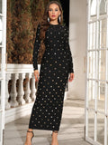 Tatiana Long Sleeve Bandage Embellished Maxi Dress