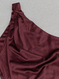 Shirley Halter High-Low Burgundy Dress