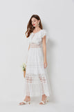 Siola Ruffle Sleeves White Maxi Summer Dress