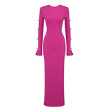 Alyssa Bandage Long Sleeve Cut Out Rhinestone Gown Dress