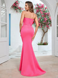 Aveline Pink Strapless Ruffle Mermaid Style Gown Dress