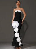 Elvy Strapless Bandage Flower Gown Dress