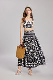 Patty Black and White Floral Print Two Piece Dress Set