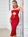 Ireka Cut Out Red Midi Dress