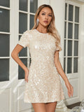 Faelina Short Sleeve Pearl Sequin Mini Dress