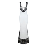 Kira Bandage V Neck Lace Details Gown Dress