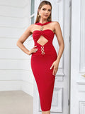 Ireka Cut Out Red Midi Dress