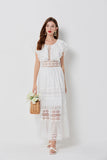 Siola Ruffle Sleeves White Maxi Summer Dress