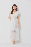 Siola Ruffle Sleeves White Maxi Summer Dress