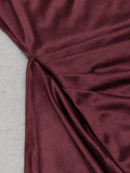 Shirley Halter High-Low Burgundy Dress