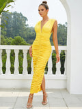 Danika V Neck Ruched Maxi Dress