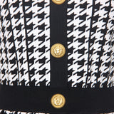 Julien Knitted Houndstooth Gold Button Dress