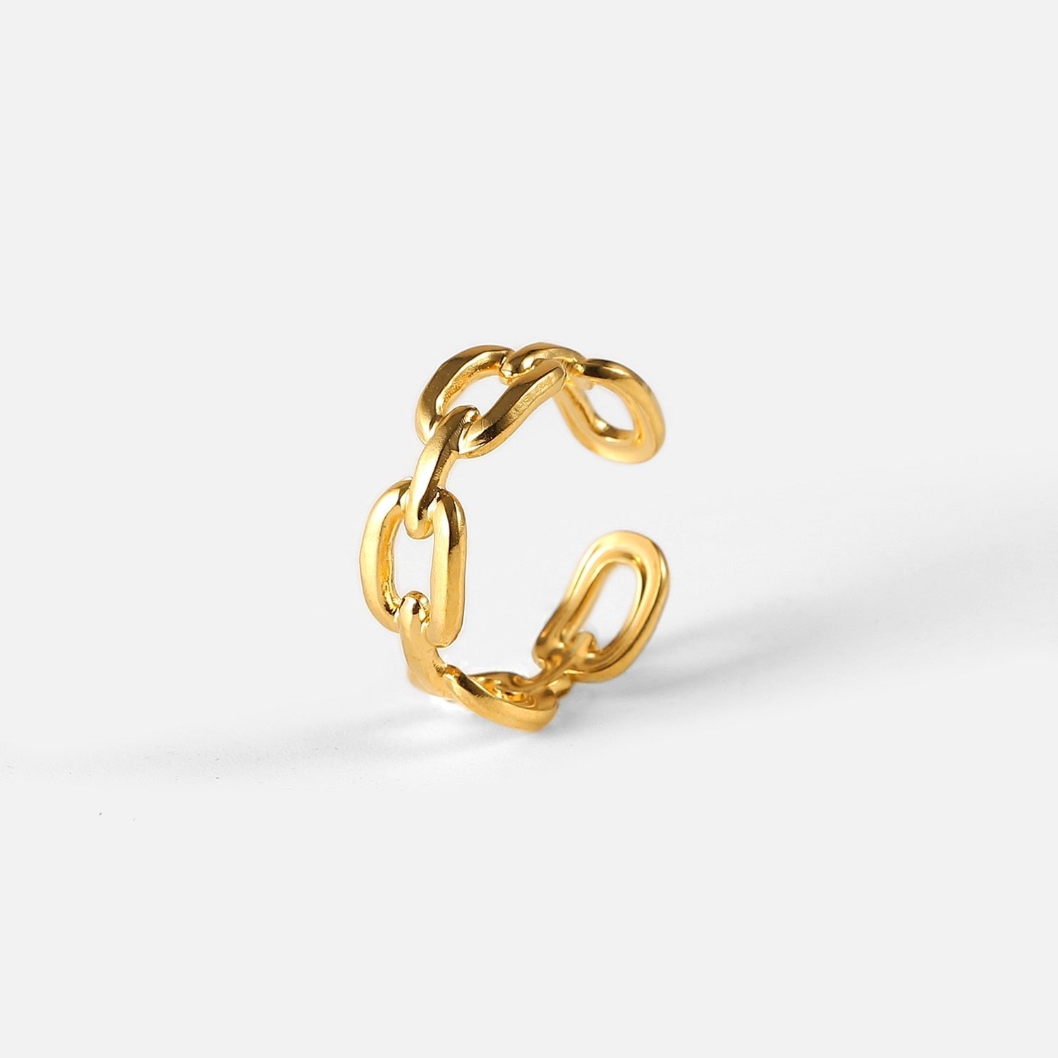 18k Gold Plated Twisted Link Chain Ring - SunsetFashionLA