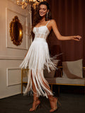 Adeline Mesh Bandage Dress with Tassels - SunsetFashionLA