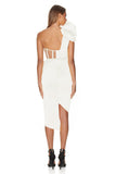 Adelle Bandage Corset-Style One Shoulder Bow Dress - SunsetFashionLA