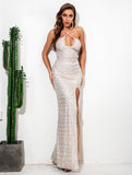 Allira Halter Sequin Gown Dress - SunsetFashionLA