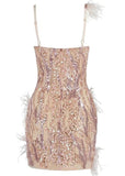 Antonella Mini Feather Sequin Dress - SunsetFashionLA