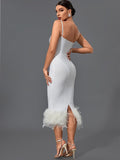 Belleann Bandage Feather Dress - SunsetFashionLA