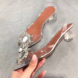 Cinderella Pointed Toe Rhinestones Heeled Sandals - SunsetFashionLA