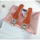Cinderella Pointed Toe Rhinestones Heeled Sandals - SunsetFashionLA