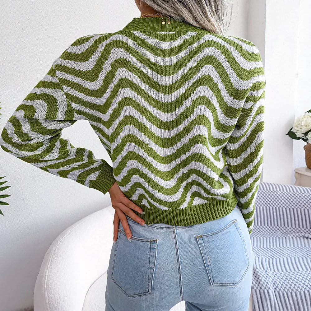 Cressida Irregular Stripe Knit Sweater - SunsetFashionLA