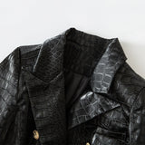 Crocodile Pattern Back Leather Blazer - SunsetFashionLA